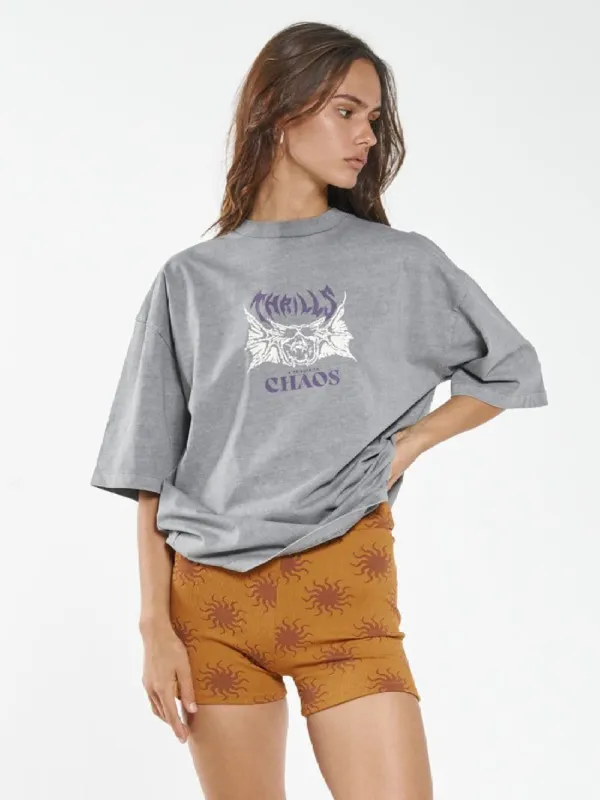 Chaos Skull Oversized Tee - Washed Grey sold by Thrills