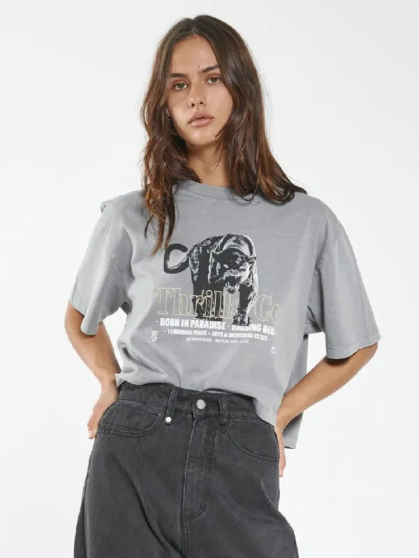 Stalker Merch Fit Crop Tee - Washed Grey sold by Thrills