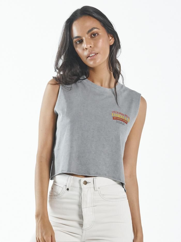 Wings of Fire Crop Muscle - Washed Grey sold by Thrills product image thumbnail 5