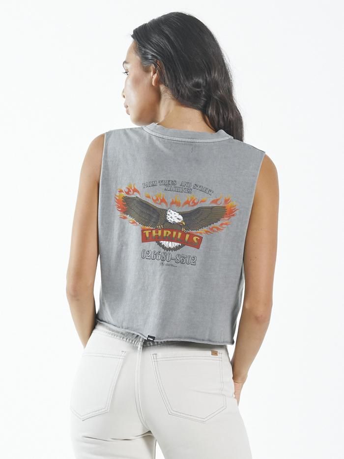Wings of Fire Crop Muscle - Washed Grey sold by Thrills product image thumbnail 2