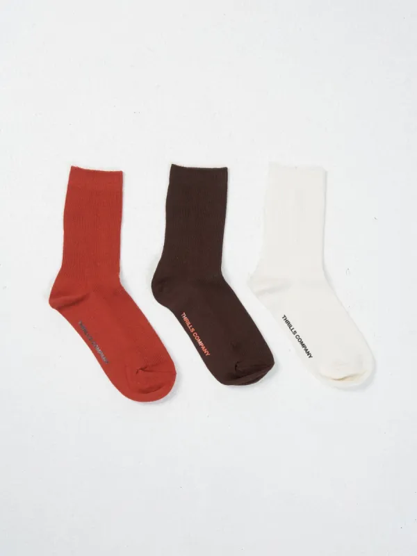 Natural Occurrences 3 Pack Sock - Ketchup - Chocolate Plum - Heritage White sold by Thrills