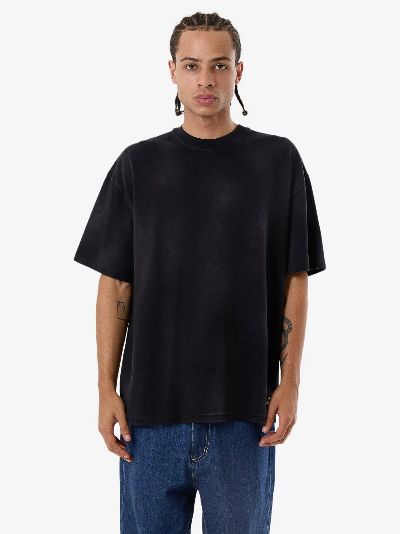 Cortex Worn Box Fit Oversize Tee - Faded Black sold by Thrills