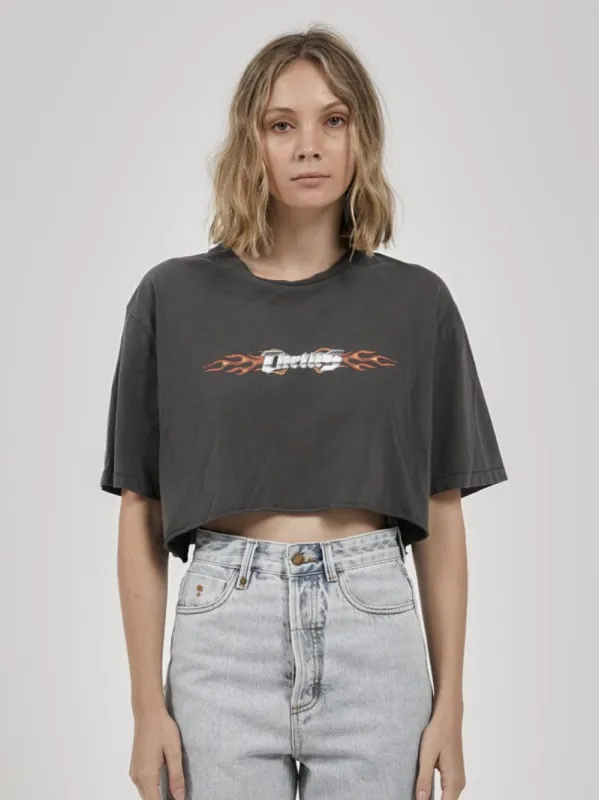Platinum Flames Merch Super Crop Tee - Merch Black sold by Thrills