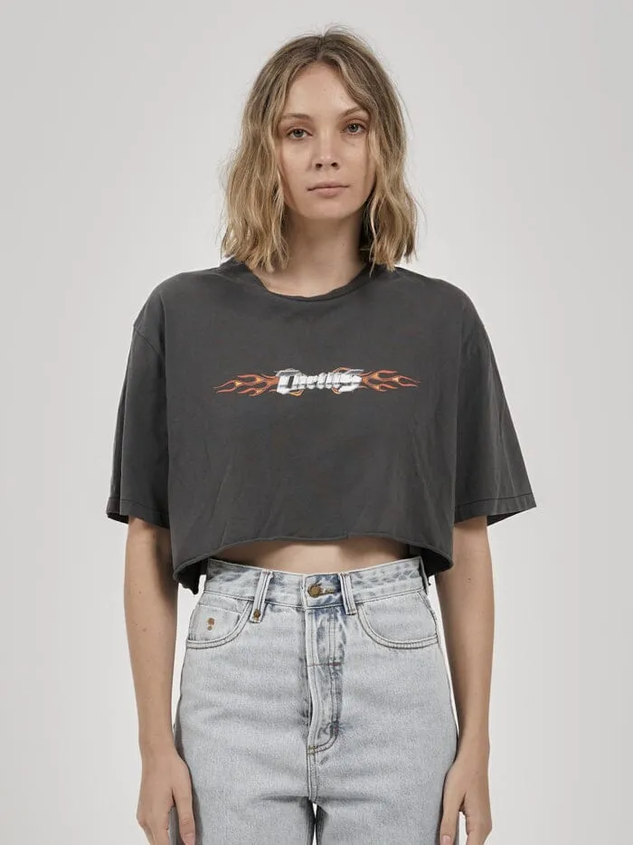 Platinum Flames Merch Super Crop Tee - Merch Black sold by Thrills