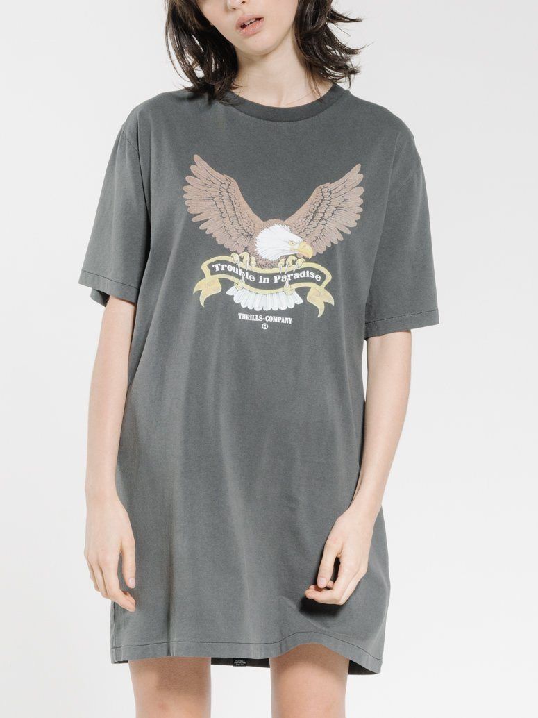 Troubled Paradise Merch Fit Tee Dress - Merch Black sold by Thrills