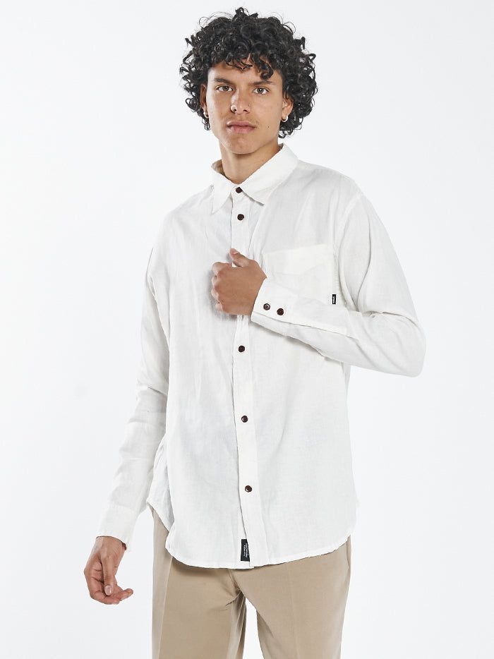 Hemp Minimal Thrills Oversized Long Sleeve Shirt - Dirty White sold by Thrills