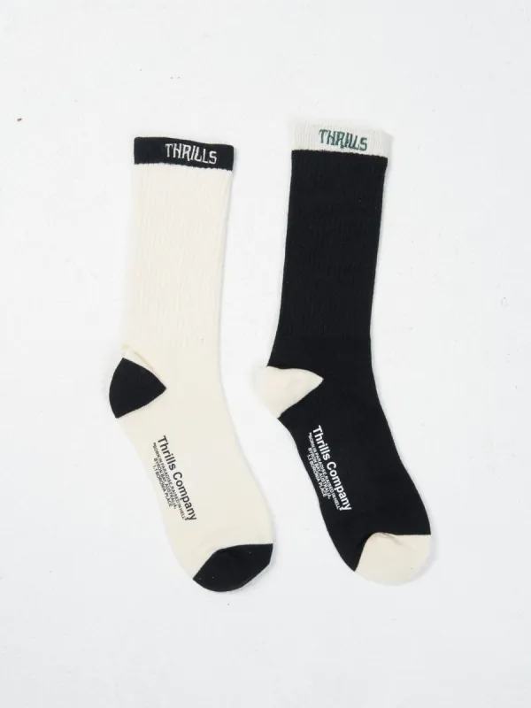 Thou Shall Not 2 Pack Sock - Mother of Pearl - Black sold by Thrills