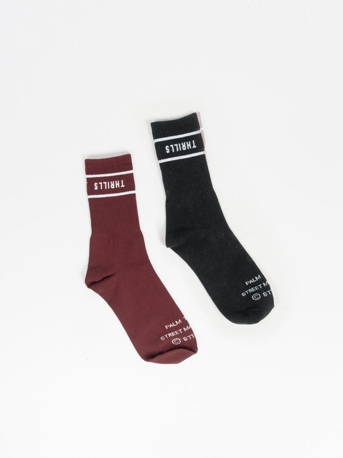 Minimal Thrills Sock 2 pack - Heritage Black - Blood Red sold by Thrills