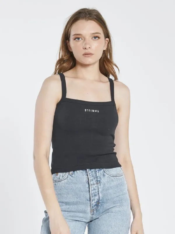 Minimal Thrills Rib Singlet - Washed Black sold by Thrills
