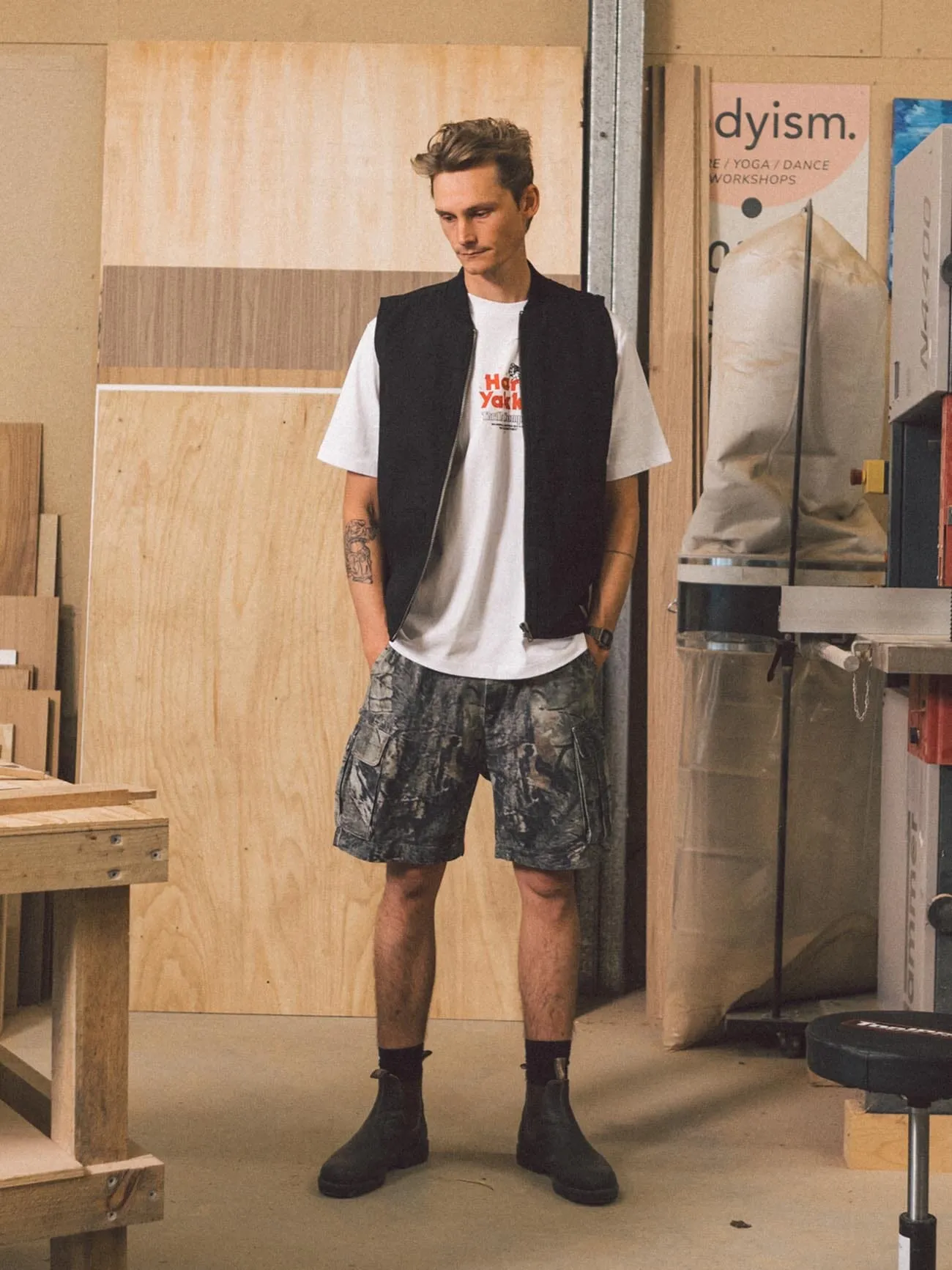 Hard Yakka X Thrills Slacker Cargo Short - Woodland Camo sold by Thrills