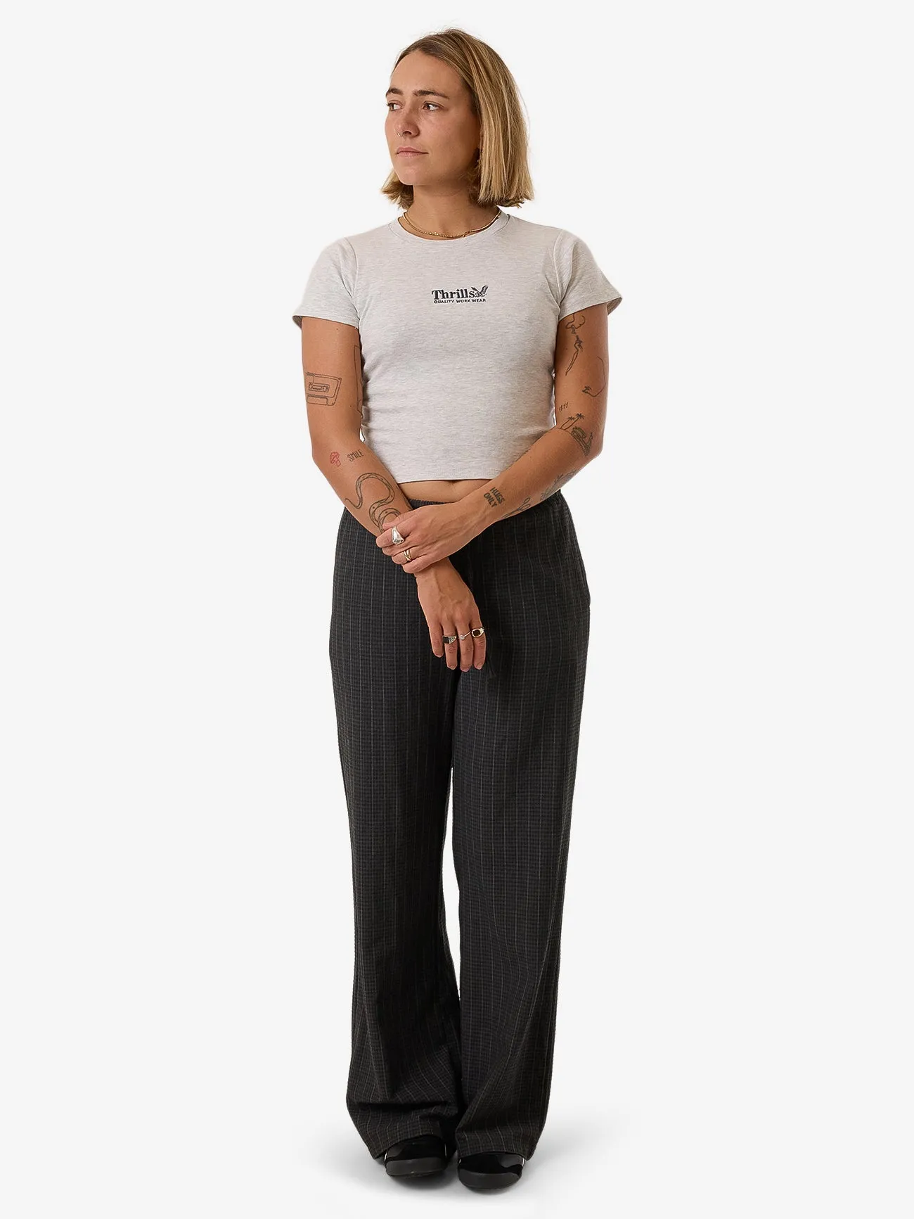 Thrills Workwear Embro Mini Tee - White Marle sold by Thrills product image thumbnail 5