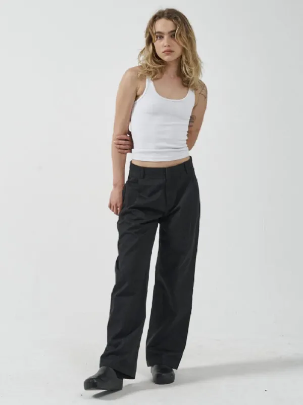 Ivy Mid Rise Pleated Pant - Black sold by Thrills