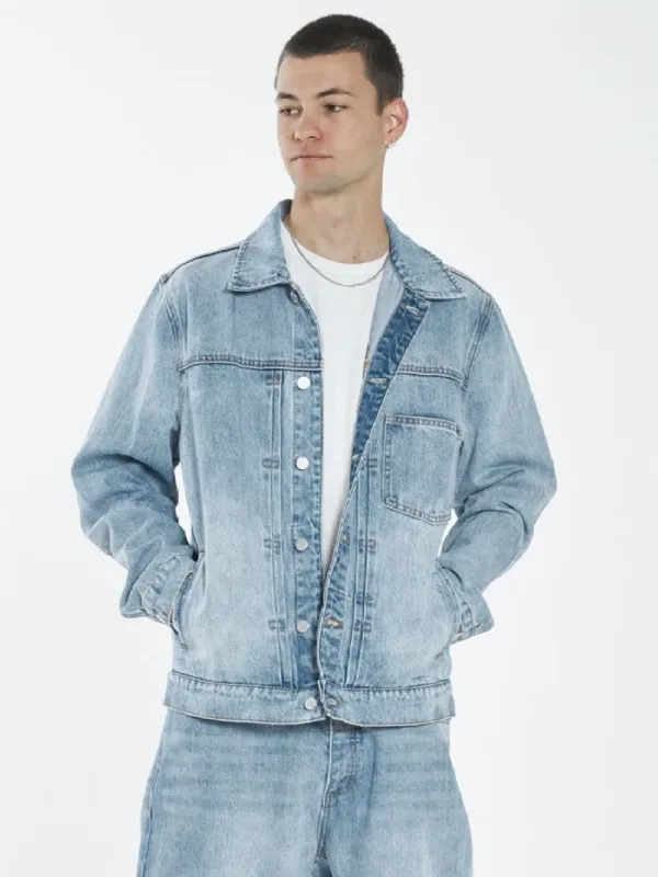 Ryder Oversized Denim Jacket  - Dust Blue sold by Thrills