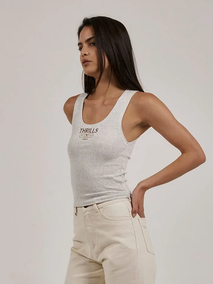 Bad Habits Club Rib Singlet - White Marle sold by Thrills