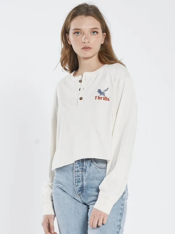 Not Forgotten Henley Crop LS Tee - Heritage White sold by Thrills