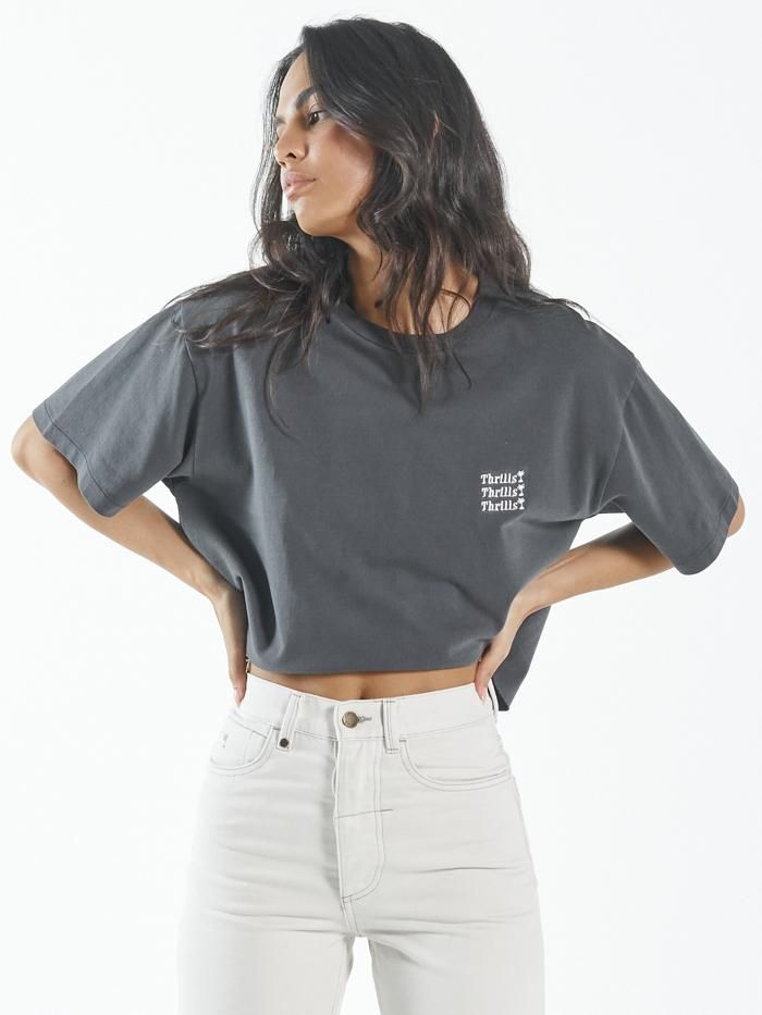 Thrills Embro Unlimited Crop Merch Fit Tee - Merch Black sold by Thrills product image thumbnail 3