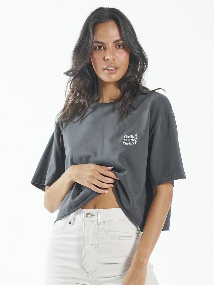 Thrills Embro Unlimited Crop Merch Fit Tee - Merch Black sold by Thrills