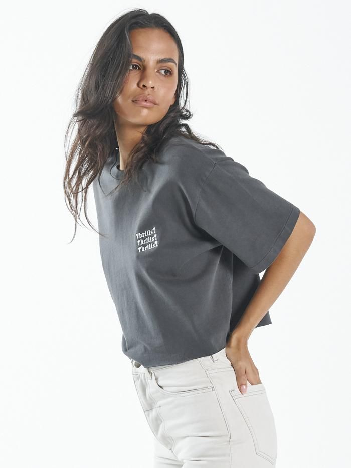 Thrills Embro Unlimited Crop Merch Fit Tee - Merch Black sold by Thrills product image thumbnail 4