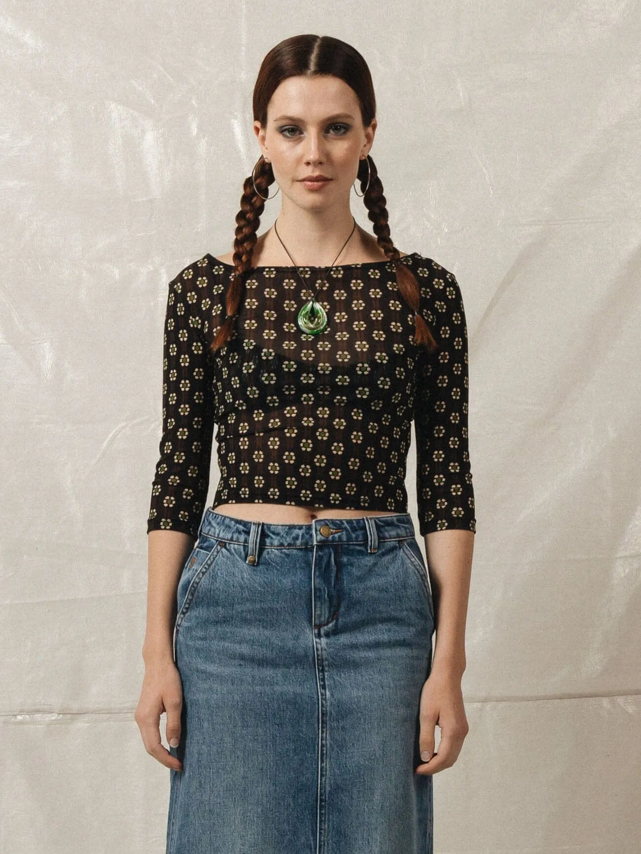 Jasmine Mesh Top - Black sold by Thrills