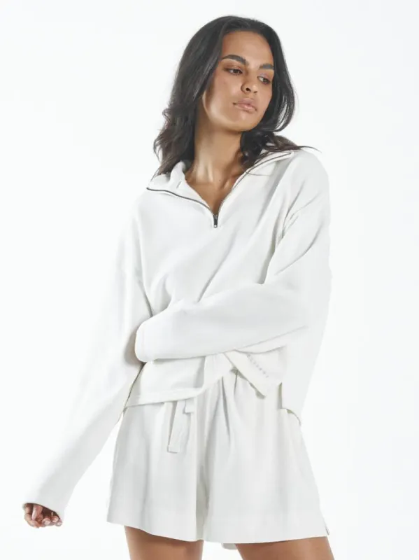 Hemp 3/4 Zip Pullover - Dirty White sold by Thrills