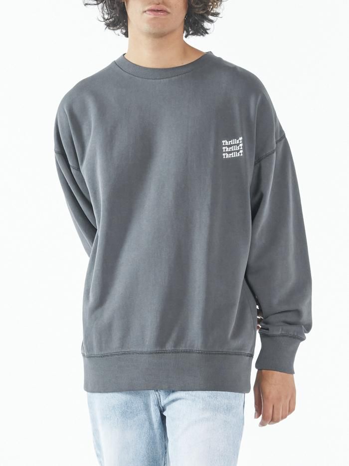 Thrills Embro Unlimited Slouch Fit Crew - Merch Black sold by Thrills product image thumbnail 3