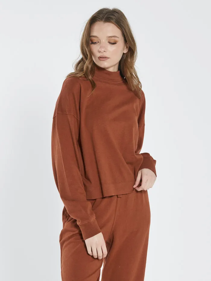 Hemp Mock Neck Long Sleeve Tee - Coffee sold by Thrills product image thumbnail 3