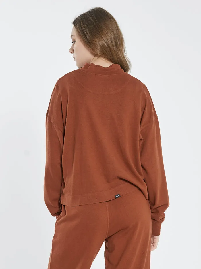 Hemp Mock Neck Long Sleeve Tee - Coffee sold by Thrills product image thumbnail 2