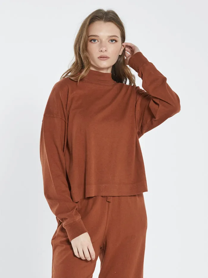 Hemp Mock Neck Long Sleeve Tee - Coffee sold by Thrills product image thumbnail 5