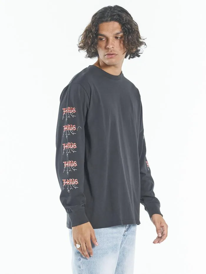 Shocker Merch Fit Long Sleeve Tee - Washed Black sold by Thrills product image thumbnail 3