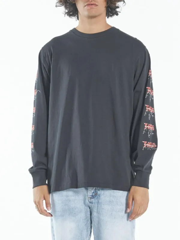 Shocker Merch Fit Long Sleeve Tee - Washed Black sold by Thrills