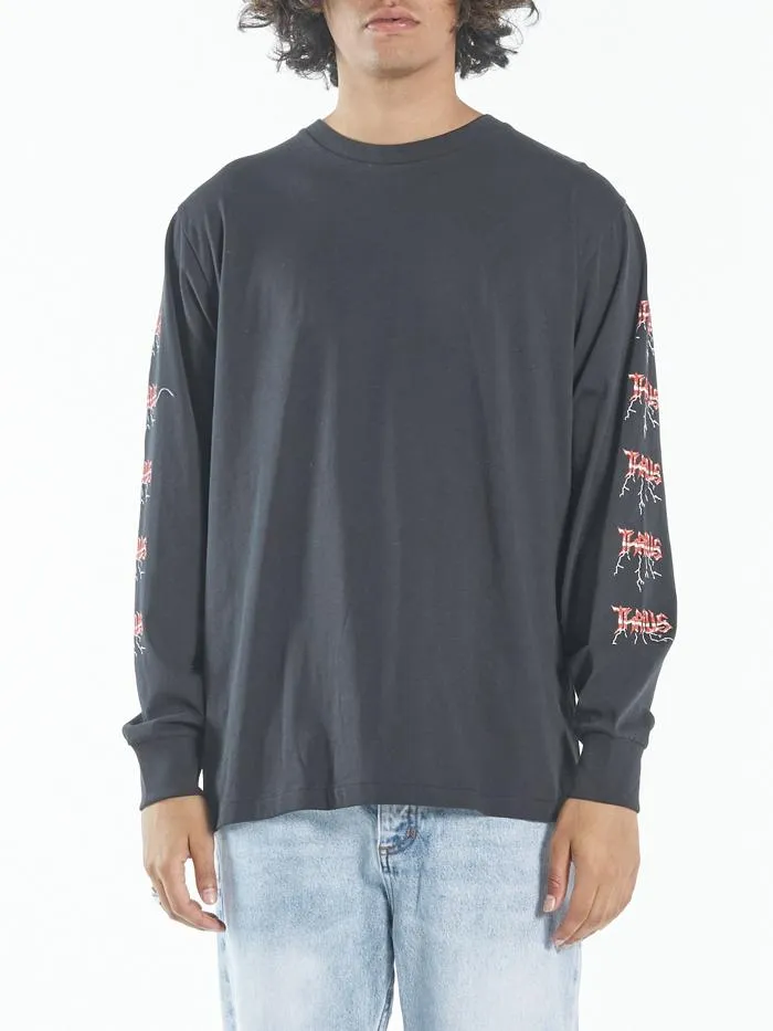 Shocker Merch Fit Long Sleeve Tee - Washed Black sold by Thrills