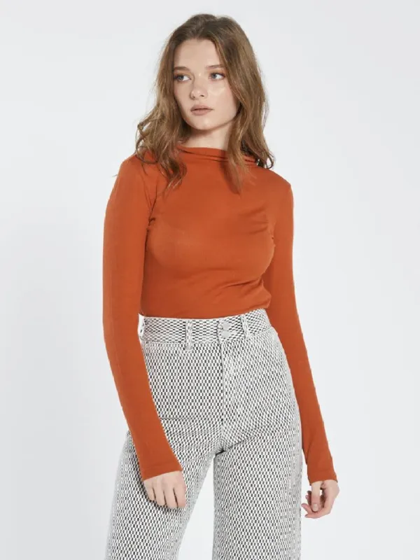 Hemp Paper Rib LS Turtle Neck - Burnt Orange sold by Thrills