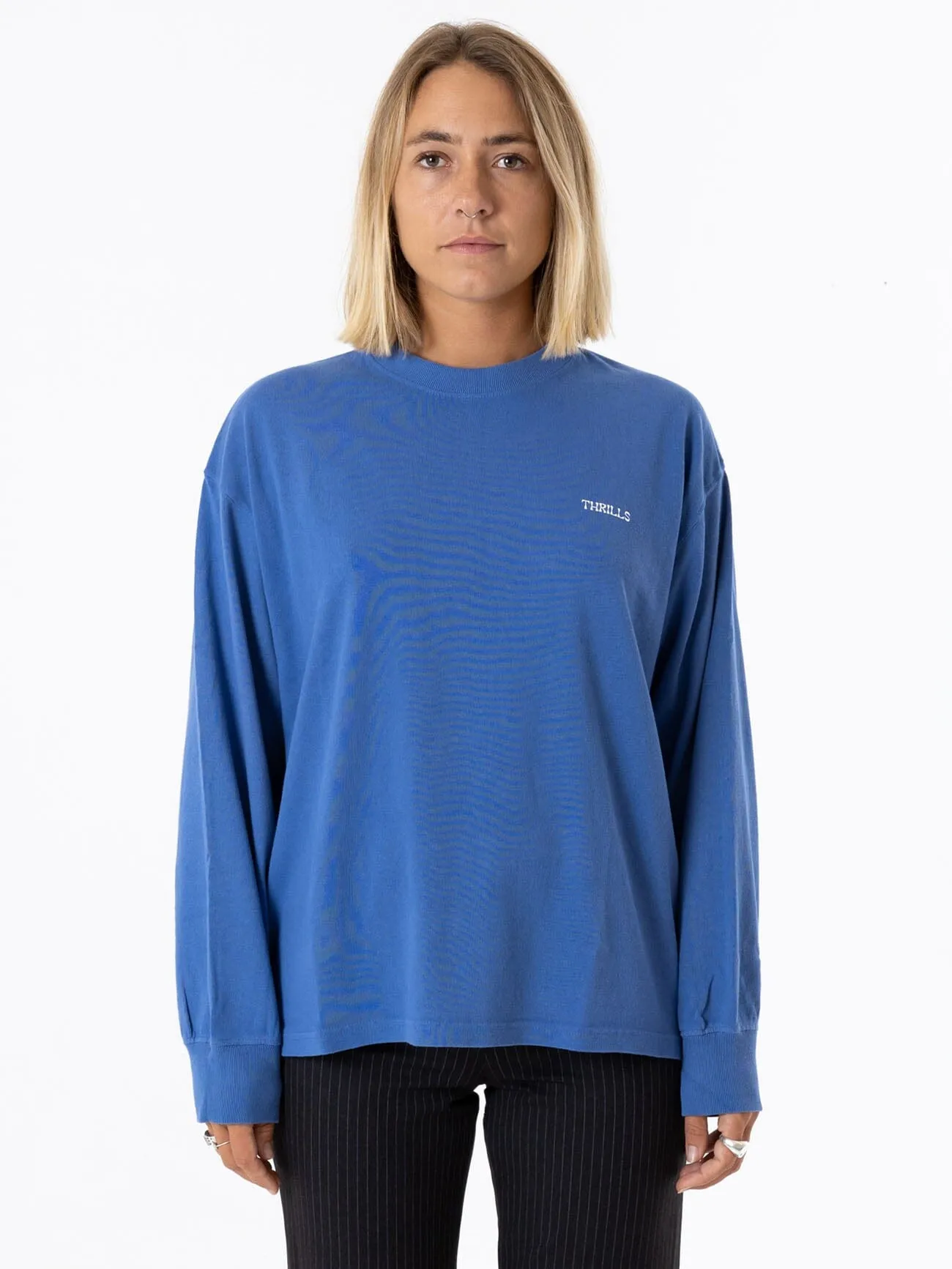 Spectral Long Sleeve Oversized Tee - Vintage Royal Blue sold by Thrills