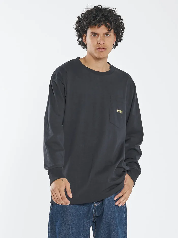 Thrills Union Oversize Fit Long Sleeve Pocket Tee - Black sold by Thrills