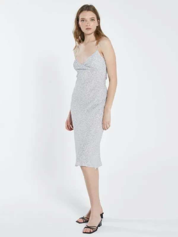 Mallory Shoestring Bias Dress - Steel Blue sold by Thrills