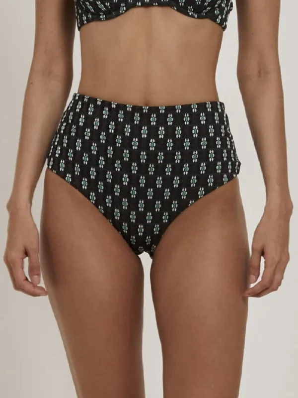 Jasmine High Waist Bikini Bottom - Black sold by Thrills