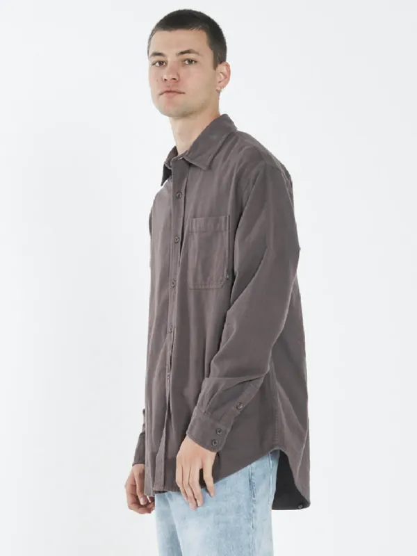 Ops Oversized Long Sleeve Flannel Shirt - Plum sold by Thrills