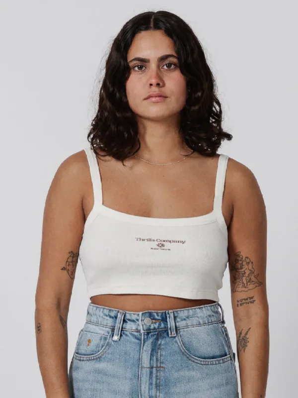 Super Natural Super Crop Rib Singlet - Heritage White sold by Thrills