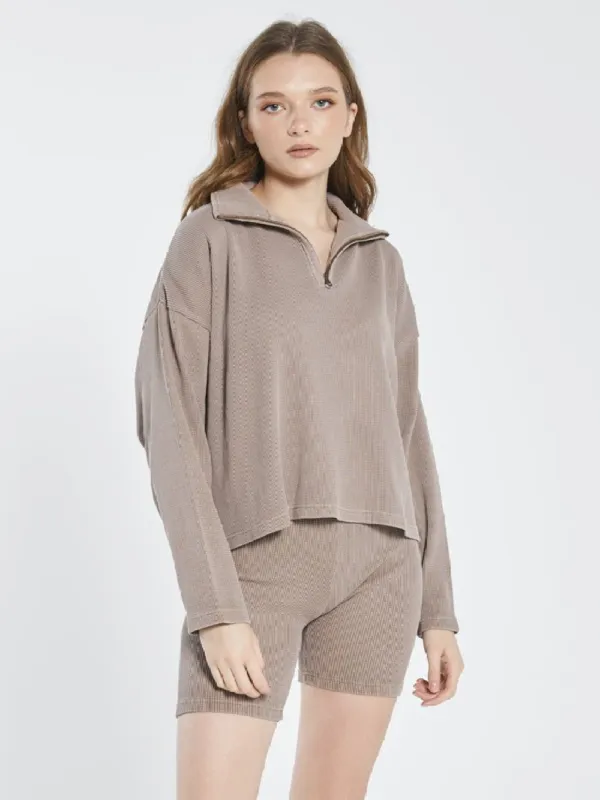 Hiatus Waffle 3/4 Zip Pullover - Yak sold by Thrills