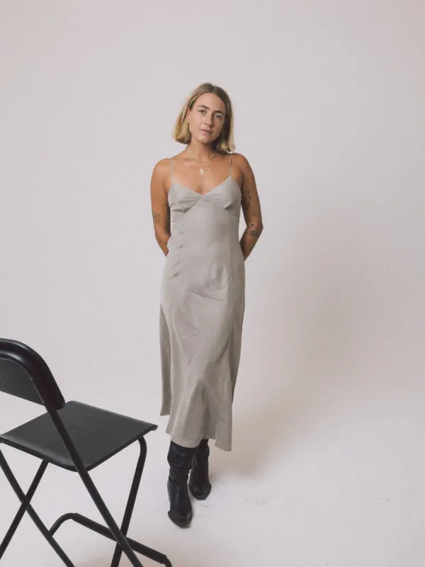 Chelsea Full Length Slip Dress - Stone Grey sold by Thrills