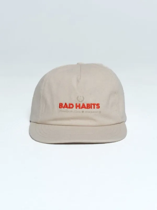 Bad Habits 5 Panel Cap - Unbleached sold by Thrills