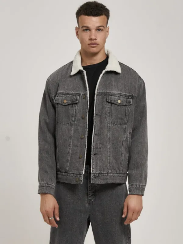 Oversized Sherpa Wanderer Denim Jacket - Asphalt Grey sold by Thrills