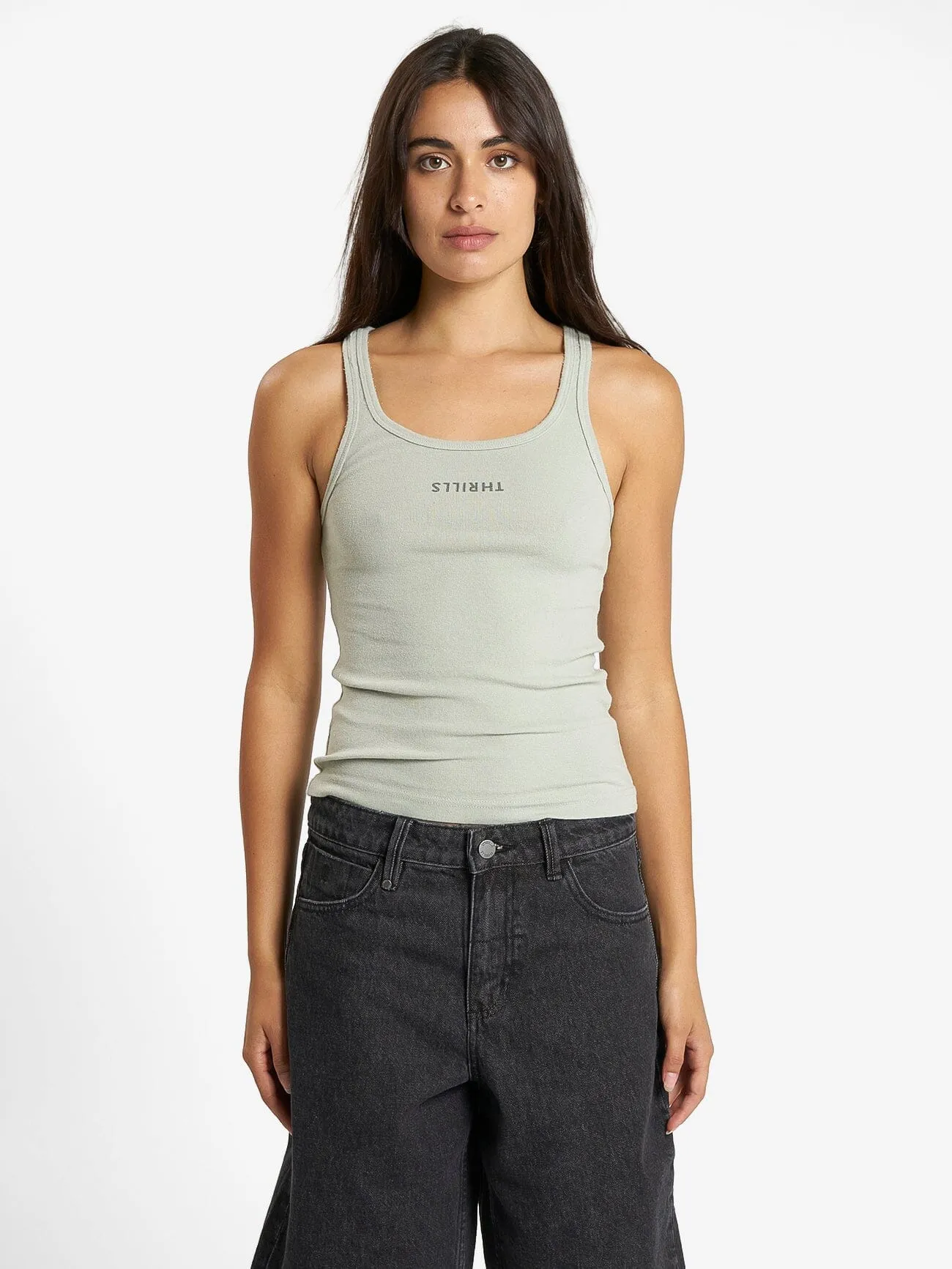 Minimal Thrills Scoop Tank - Sage Grey sold by Thrills