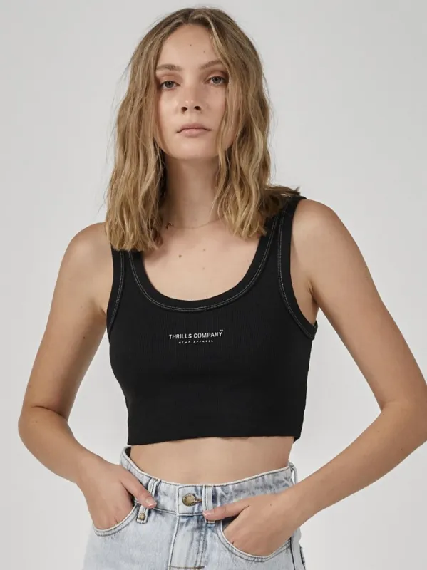 Hemp Thrills Company Retro Crop Tank - Black sold by Thrills