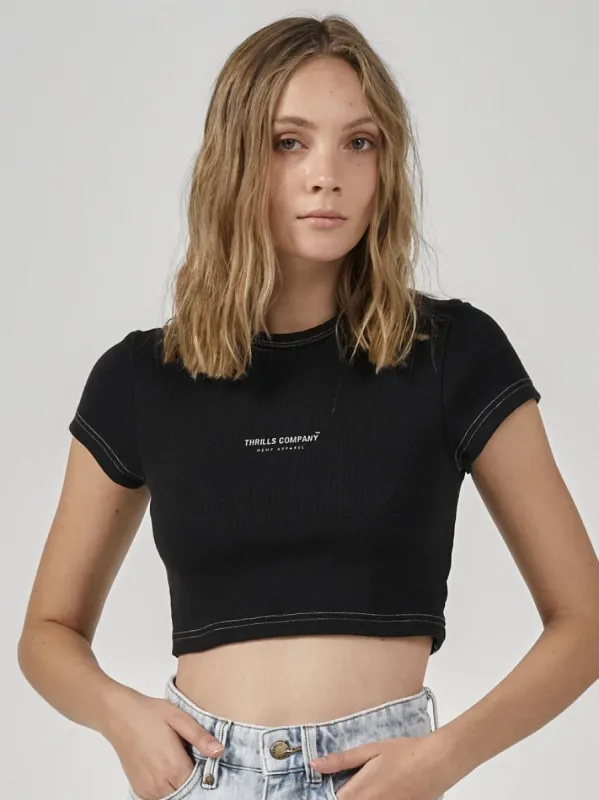 Hemp Thrills Company Baby Crop Tee - Black sold by Thrills