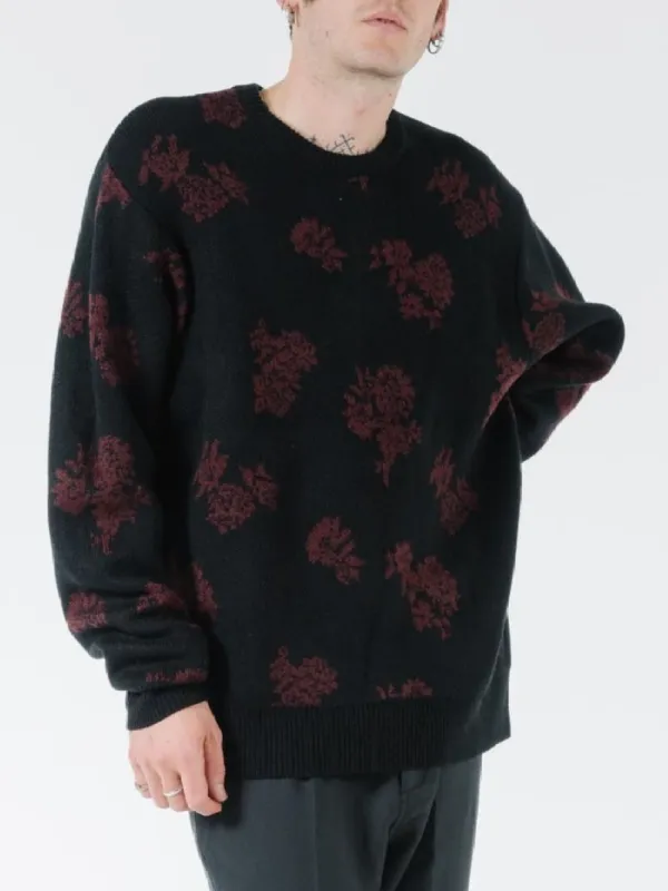 Hidden Paradise Crew Knit - Black Blood Red sold by Thrills