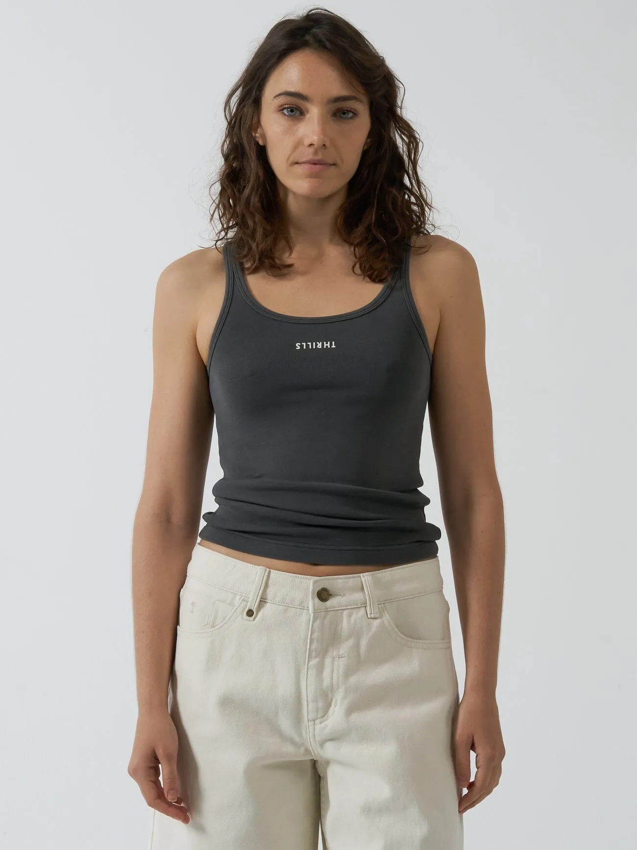 Minimal Thrills Scoop Tank - Merch Black sold by Thrills