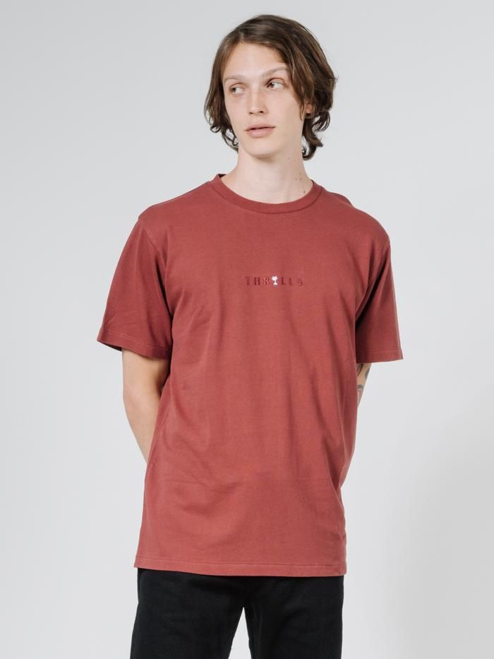 Tonal Palmed Thrills Merch Fit Tee - Burnt Red sold by Thrills