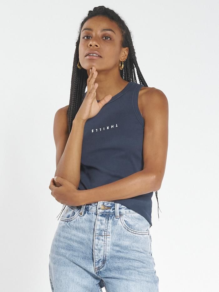 Minimal Thrills Racer Front Tank - Ink Navy sold by Thrills