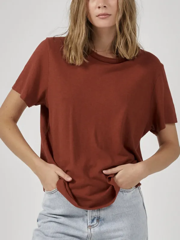 Hemp Lightweight Relax Fit Tee - Burnt Henna sold by Thrills